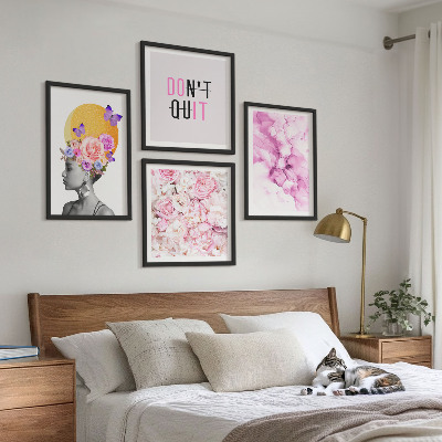 Wanddeko-set Abstraktes Blumenporträt einer Frau