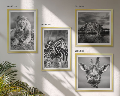 Polyptychon mit rahmen Wildtiere Löwe Jaguar Giraffe Zebras