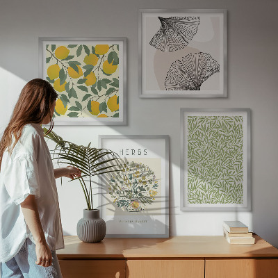 Wanddeko-set Zitronenkräuter und -blätter