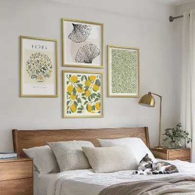 Wanddeko-Set mit Zitronenkräutern und -blättern