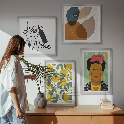 Wanddeko-set Zitronenweinporträt von Frida