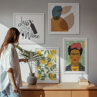Wanddeko-set Zitronenweinporträt von Frida