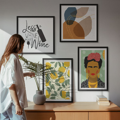 Wanddeko-set Zitronenweinporträt von Frida