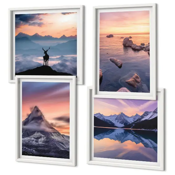 Polyptychon-Wandbild mit Motiv Landschaften Berge und Seen