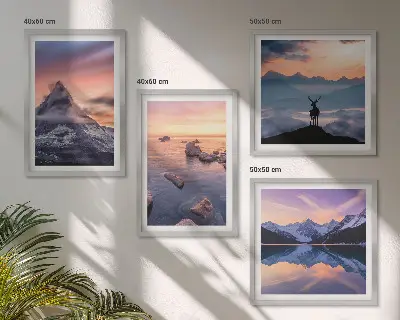 Polyptychon-Wandbild mit Motiv Landschaften Berge und Seen