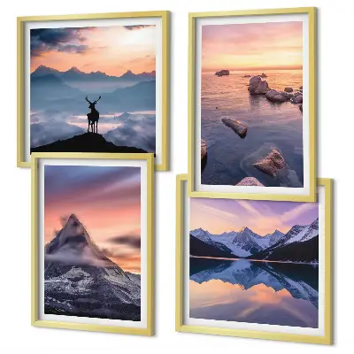 Polyptychon-Wandbild mit Motiv Landschaften Berge und Seen