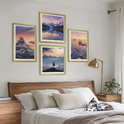 Polyptychon-Wandbild mit Motiv Landschaften Berge und Seen
