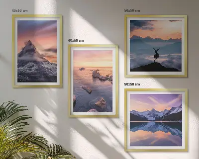 Polyptychon-Wandbild mit Motiv Landschaften Berge und Seen