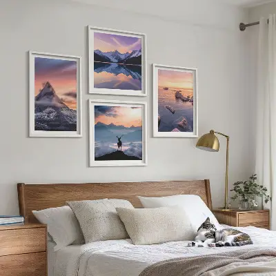 Polyptychon-Wandbild mit Motiv Landschaften Berge und Seen