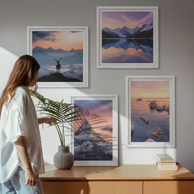 Polyptychon-Wandbild mit Motiv Landschaften Berge und Seen