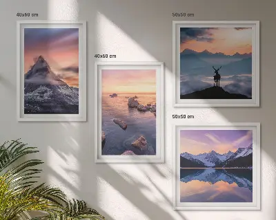 Polyptychon-Wandbild mit Motiv Landschaften Berge und Seen