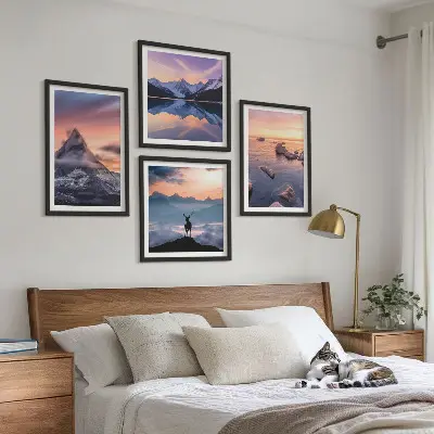 Polyptychon-Wandbild mit Motiv Landschaften Berge und Seen