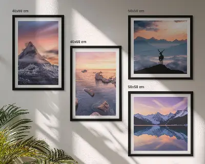 Polyptychon-Wandbild mit Motiv Landschaften Berge und Seen