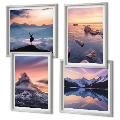 Polyptychon-Wandbild mit Motiv Landschaften Berge und Seen