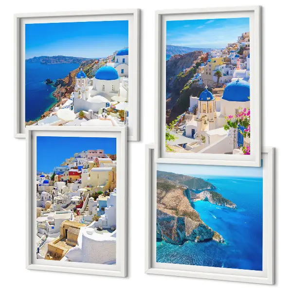 Architekturlandschaft Oia Santorin Griechenland als gerahmtes Polyptychon