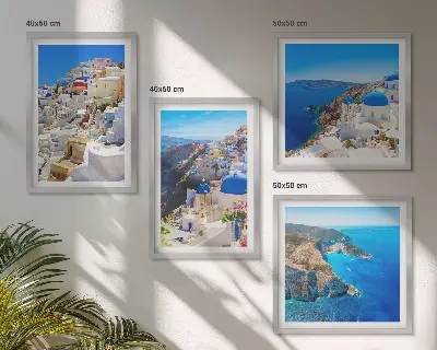 Architekturlandschaft Oia Santorin Griechenland als gerahmtes Polyptychon