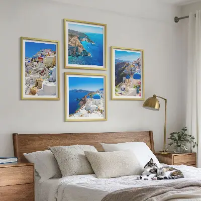Architekturlandschaft Oia Santorin Griechenland als gerahmtes Polyptychon