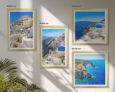 Architekturlandschaft Oia Santorin Griechenland als gerahmtes Polyptychon