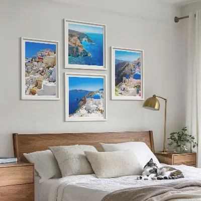 Architekturlandschaft Oia Santorin Griechenland als gerahmtes Polyptychon