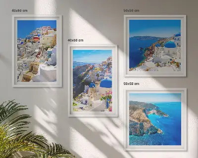 Architekturlandschaft Oia Santorin Griechenland als gerahmtes Polyptychon