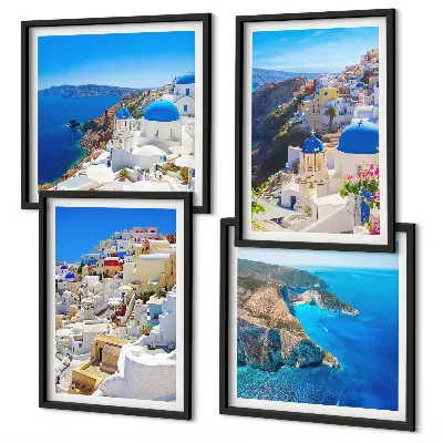 Architekturlandschaft Oia Santorin Griechenland als gerahmtes Polyptychon