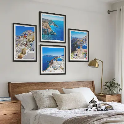 Architekturlandschaft Oia Santorin Griechenland als gerahmtes Polyptychon