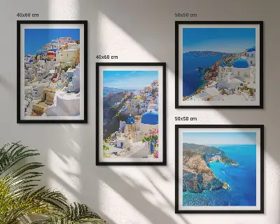 Architekturlandschaft Oia Santorin Griechenland als gerahmtes Polyptychon