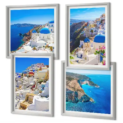Architekturlandschaft Oia Santorin Griechenland als gerahmtes Polyptychon
