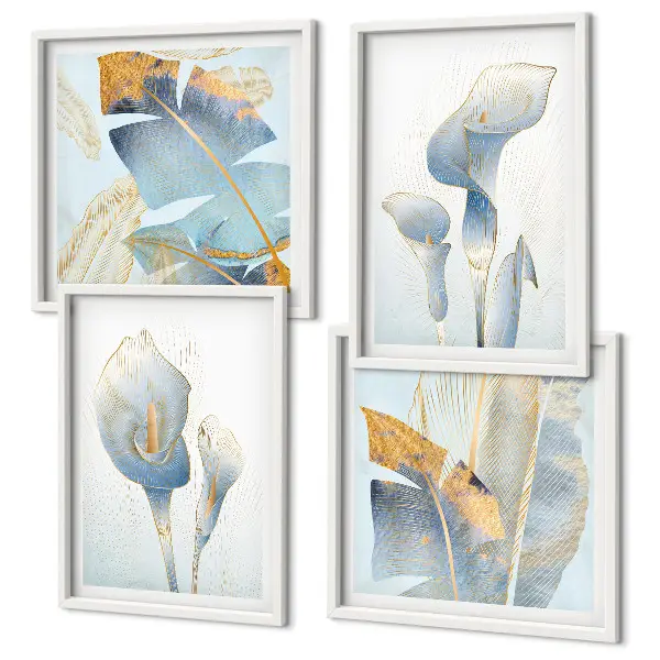 Wanddekoration-Set mit Motiv blaue Blumen im Hintergrund