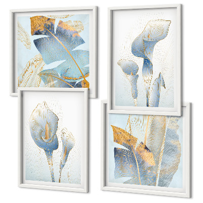 Wanddeko-set Blaue Blumen im Hintergrund