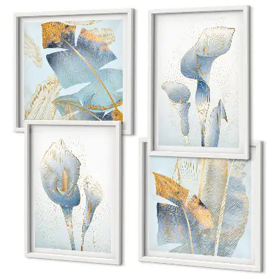 Wanddekoration-Set mit Motiv blaue Blumen im Hintergrund