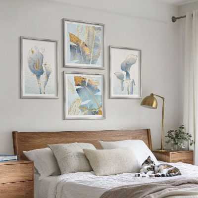Wanddeko-set Blaue Blumen im Hintergrund