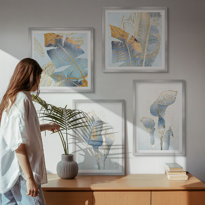 Wanddeko-set Blaue Blumen im Hintergrund