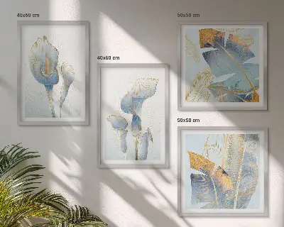 Wanddekoration-Set mit Motiv blaue Blumen im Hintergrund