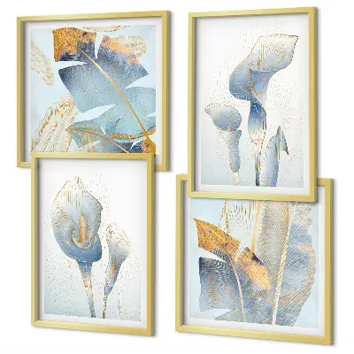Wanddekoration-Set mit Motiv blaue Blumen im Hintergrund