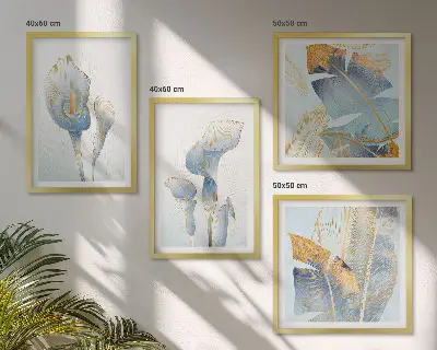 Wanddekoration-Set mit Motiv blaue Blumen im Hintergrund