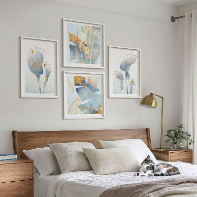 Wanddeko-set Blaue Blumen im Hintergrund