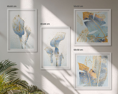 Wanddeko-set Blaue Blumen im Hintergrund