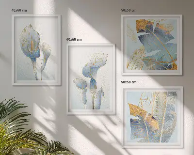 Wanddekoration-Set mit Motiv blaue Blumen im Hintergrund