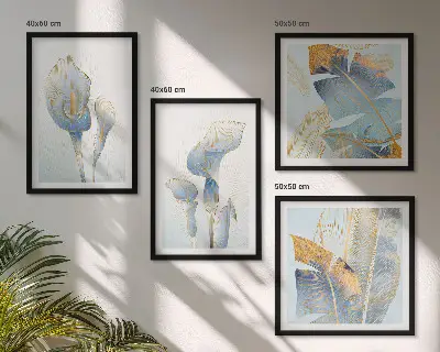 Wanddekoration-Set mit Motiv blaue Blumen im Hintergrund