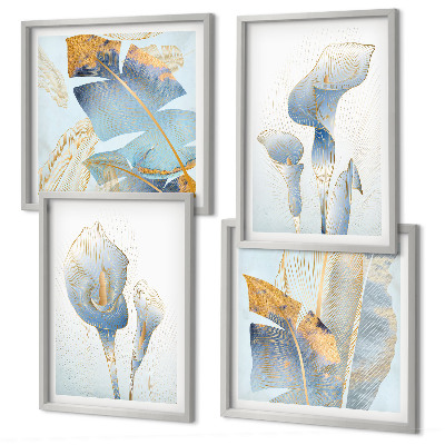 Wanddeko-set Blaue Blumen im Hintergrund