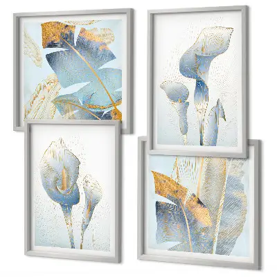 Wanddekoration-Set mit Motiv blaue Blumen im Hintergrund
