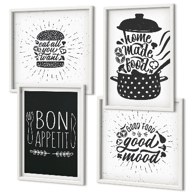 Wanddeko-set Grafiken, Lebensmittel, kulinarische Slogans