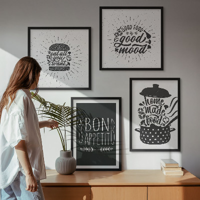 Wanddeko-set Grafiken, Lebensmittel, kulinarische Slogans