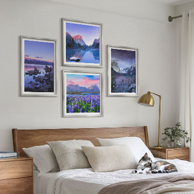 Wanddeko-set Berglandschaften, Wasser, Blumenfeld