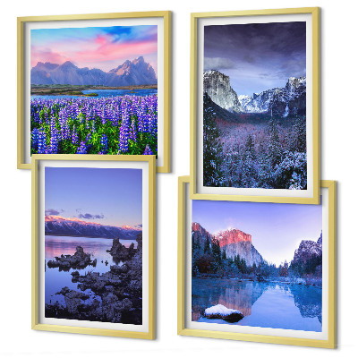 Wanddeko-set Berglandschaften, Wasser, Blumenfeld