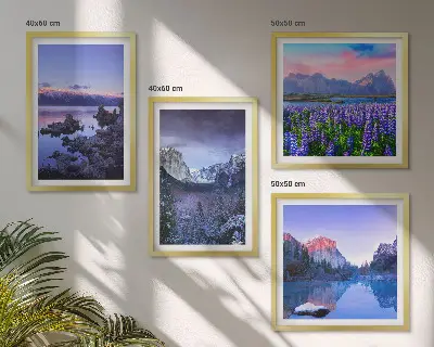 Wanddeko-Set mit Berglandschaften, Wasser und Blumenfeld
