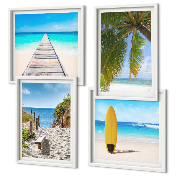 Polyptychon mit rahmen Urlaubsblick Strand Palmen