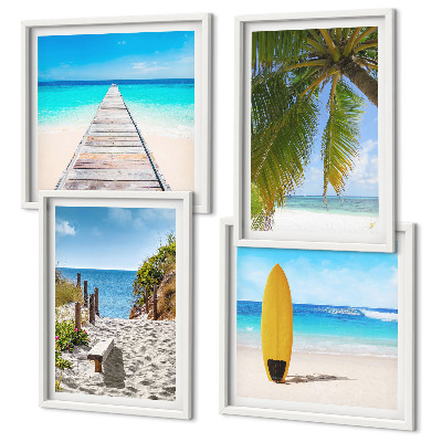 Polyptychon mit rahmen Urlaubsblick Strand Palmen