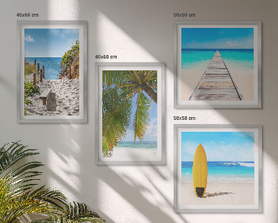 Polyptychon mit rahmen Urlaubsblick Strand Palmen
